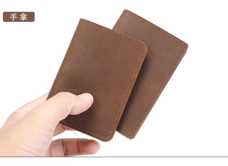 Men's short wallet cowhide retro card holder men's wallet 