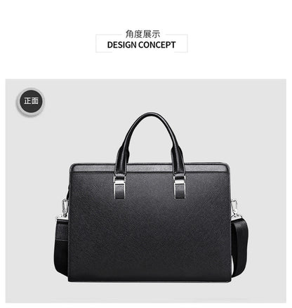 Men's handbag cowhide genuine leather computer bag large capacity business briefcase 