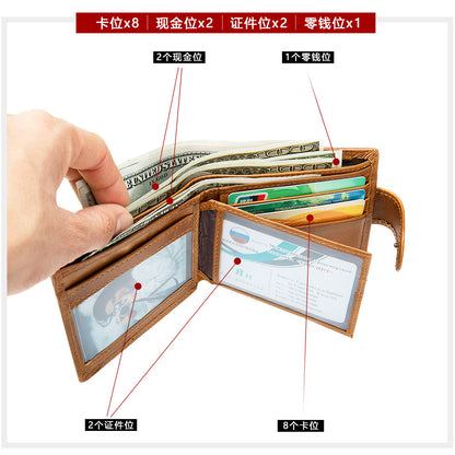 Men's Short Wallet Business Genuine Cowhide Leather Coin Purse Card Bag Men's Wallet 
