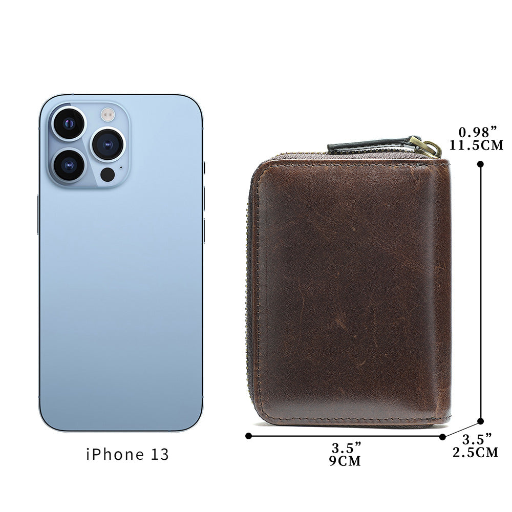 Men's wallet cowhide anti-theft brush coin purse card bag multifunctional men's wallet handbag 