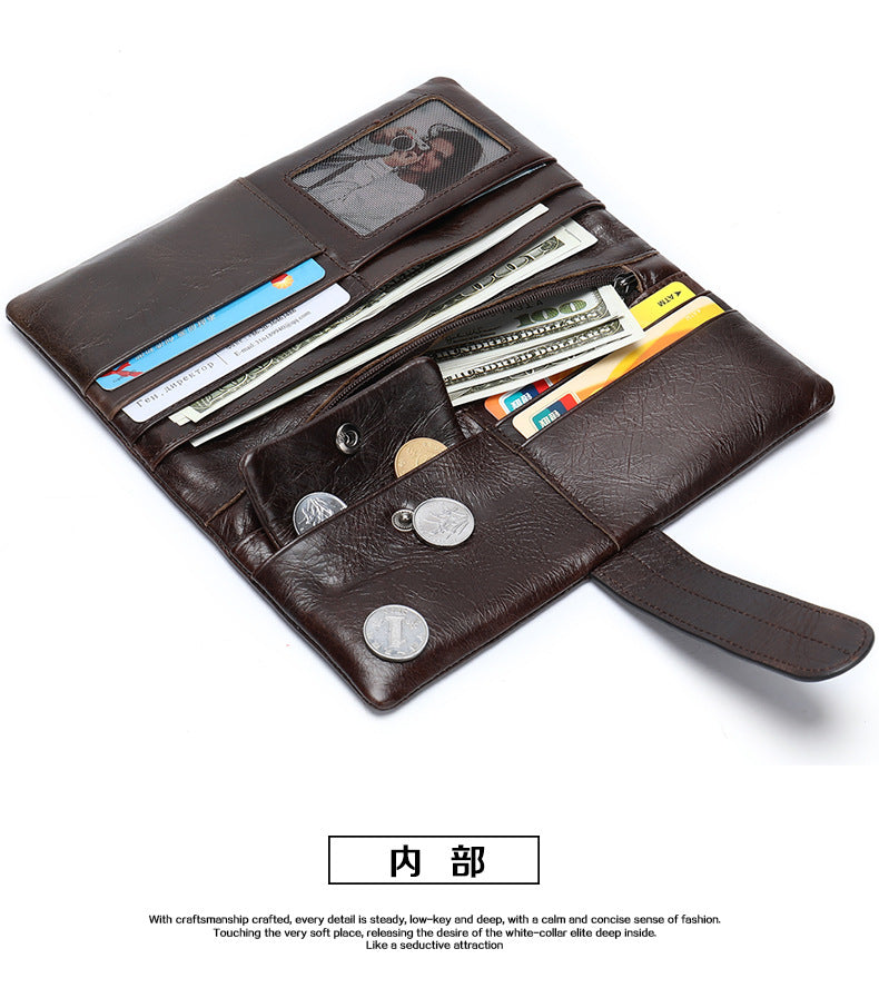 Men's Wallet RFID Coin Card Holder Retro Large Capacity Clutch Bag Men's Wallet 