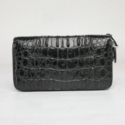 Siamese Crocodile Skin Men's Long Wallet Double Zipper Card Bag Genuine Leather Wallet Handbag 