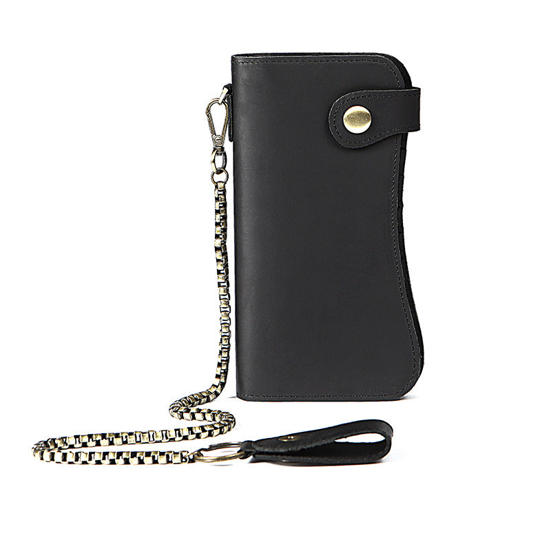 Men's Wallet Cow Leather Fashion Personality Zipper Clutch Bag Men's Card Bag Handbag 