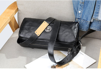 Men's Shoulder Bag Made of Genuine Cowskin Leather with Hand-held Crest High Quality Luxury Fashion Crossbody Bag for Men 