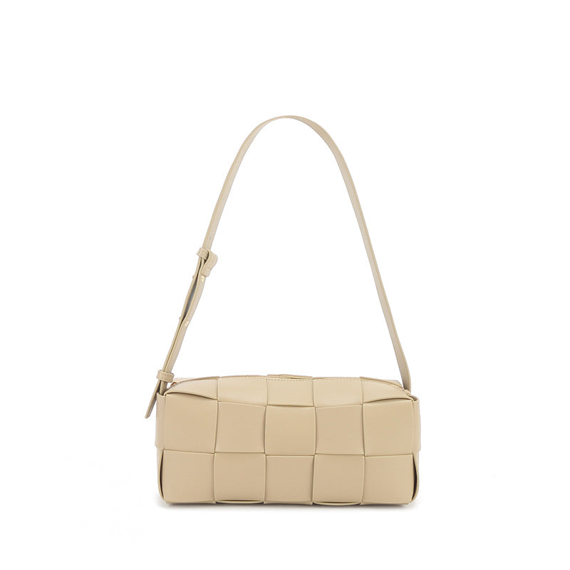Genuine Leather Ladies Underarm Bag Handbag Zipper Bag Weaving Bag Fashion