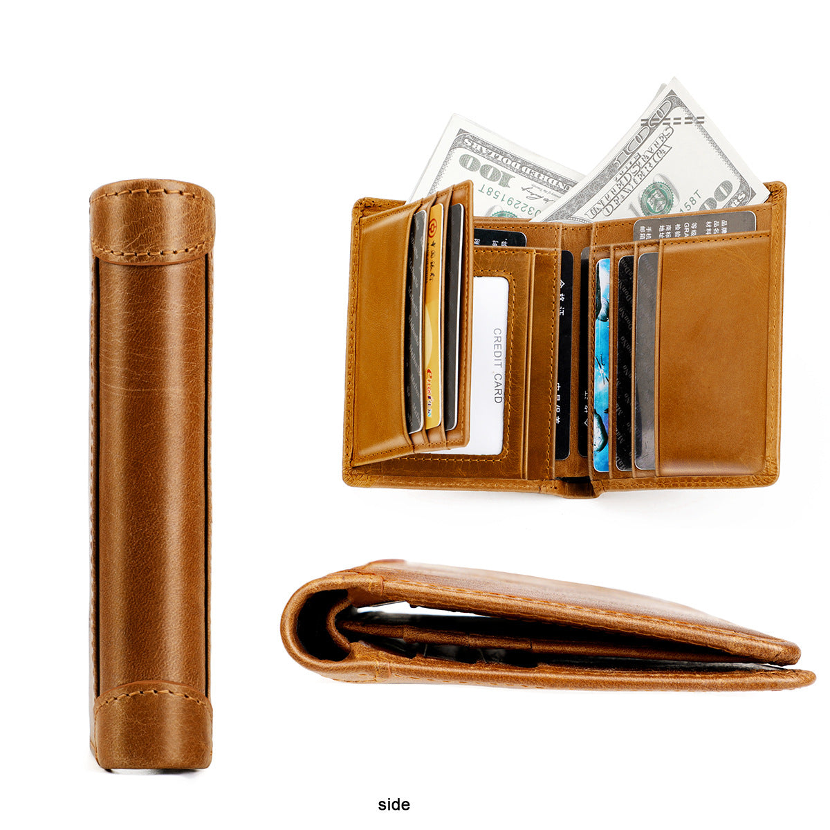 Men's wallet genuine cowhide leather RFID anti-theft brush large capacity multi-functional men's wallet 