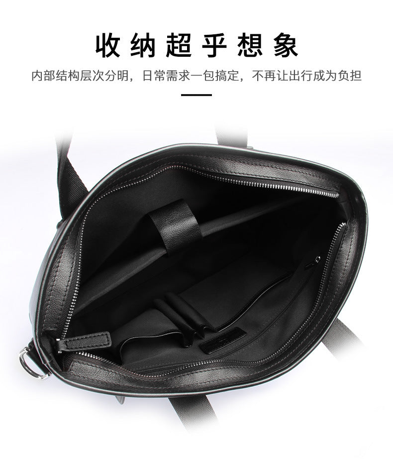 Men's Handbag Genuine Cowhide Leather Handbag Computer Bag Men's Business Briefcase 