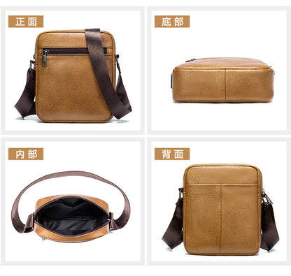 Men's shoulder bag Genuine cowhide leather business commuter lychee pattern crossbody bag for men 
