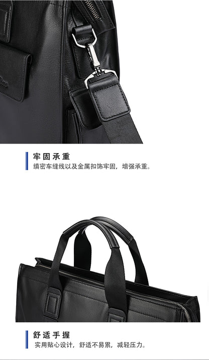 Men's handbag, genuine cowhide leather, computer bag, business large-capacity briefcase 