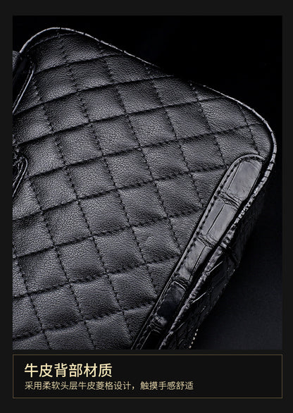Crocodile bone skin bust bag genuine leather men's bag casual luxury crossbody bag 