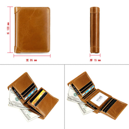 Men's wallet genuine cowhide leather RFID anti-theft brush large capacity multi-functional men's wallet 