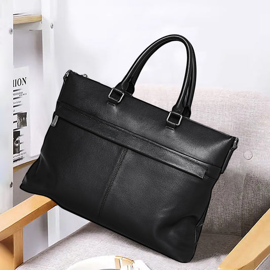 Men's Handbag Genuine Cowhide Leather Computer Bag Business Large Capacity Briefcase Crossbody Bag 