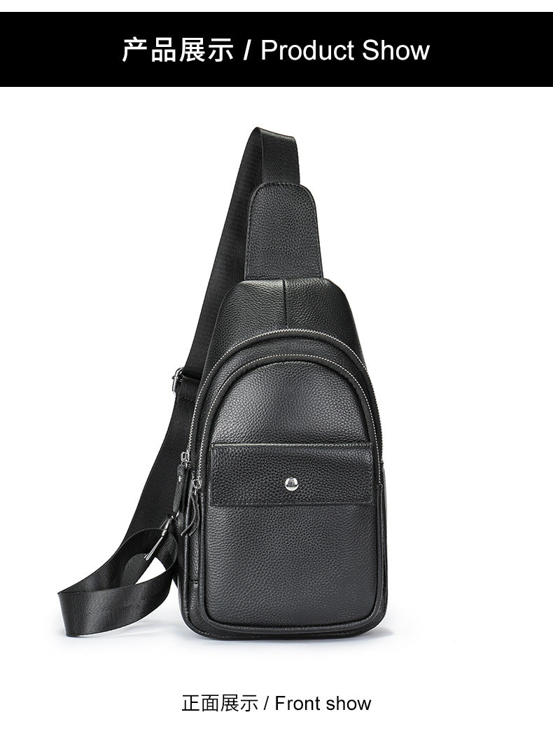 Men's Bust Bag Cowskin Genuine Leather Outer Multifunctional Fashion Casual Sports Men Bag 