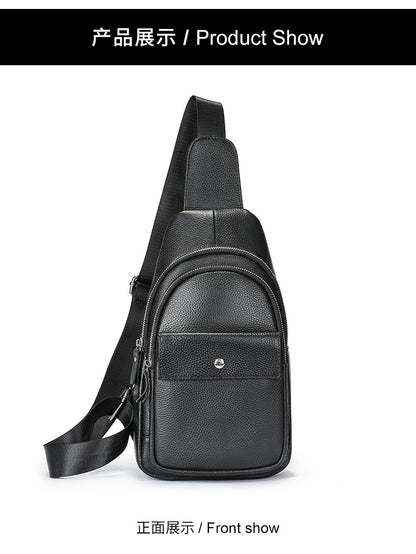 Men's Bust Bag Cowskin Genuine Leather Outer Multifunctional Fashion Casual Sports Men Bag 
