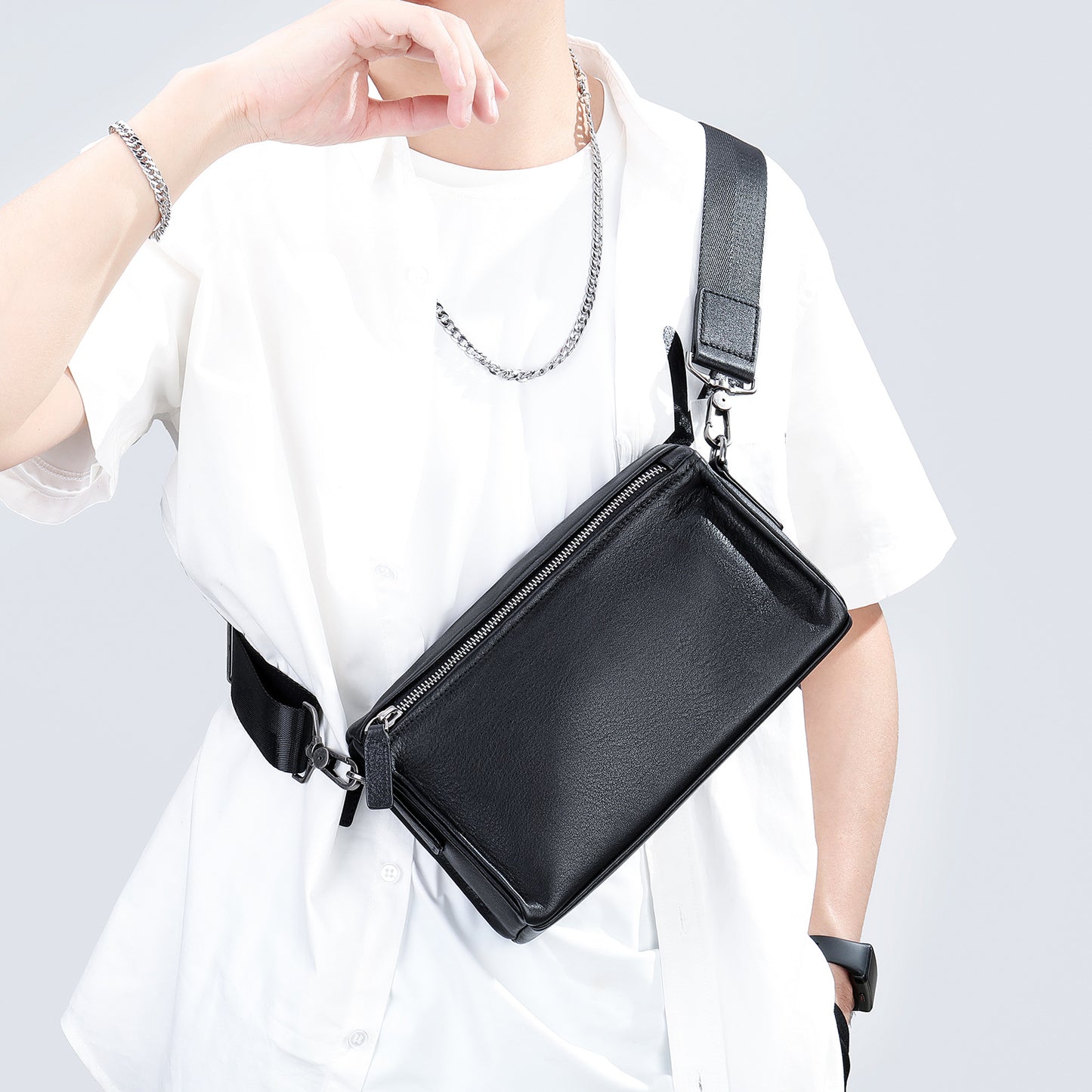 Men's Shoulder Bag Made of Genuine Cowhide Leather High Quality Men's Crossbody Bag Handbag 