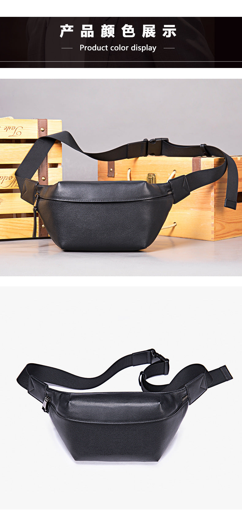 Men's bust bag Genuine cowhide leather casual sports crossbody bag for men Shoulder bag 
