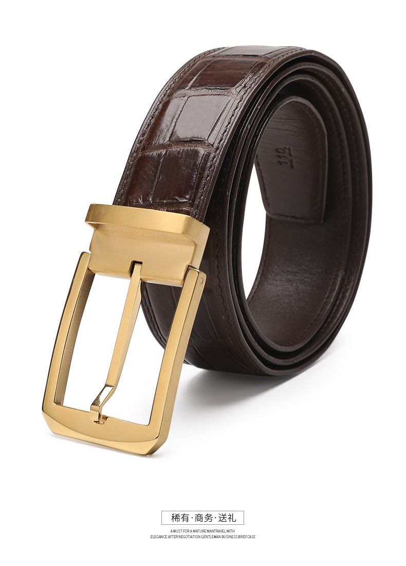 Siamese Crocodile Skin Men's Belt Genuine Leather Business Casual Width 3.8cm Men's Belt 