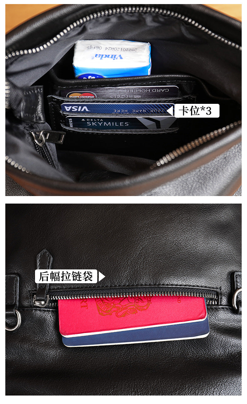 Men's Shoulder Bag Genuine Cowhide Leather Fashion Sports Crossbody Bag for Men 