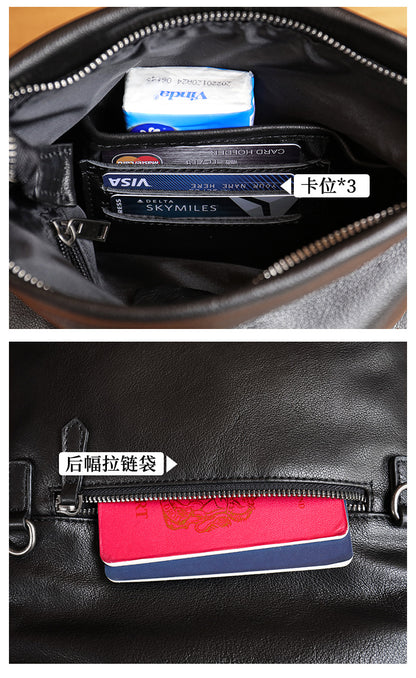 Men's Shoulder Bag Genuine Cowhide Leather Fashion Sports Crossbody Bag for Men 