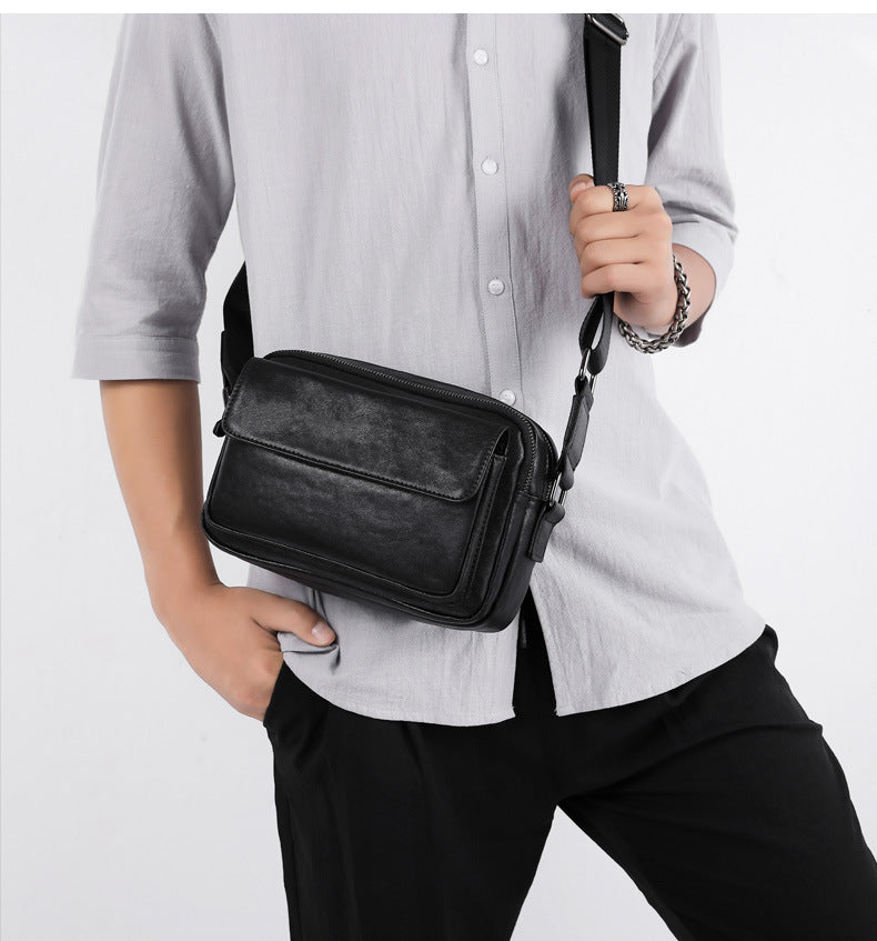 Men's Shoulder Bag Made of Cowhide Genuine Leather High Quality Business Casual Crossbody Bag 