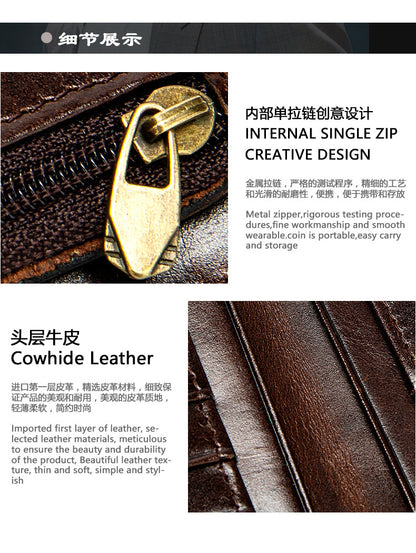 Men's Wallet Cow Leather Genuine Leather Separable Men's Wallet Card Bag 