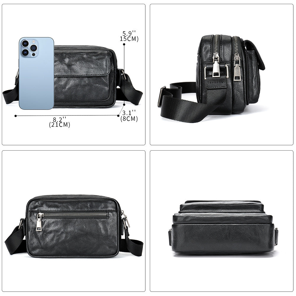Men's Shoulder Bag Made of Genuine Cowhide Leather Casual Fashion Men's Crossbody Bag 