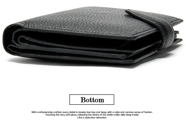 Men's wallet cowhide texture lychee pattern card holder business wallet for men 