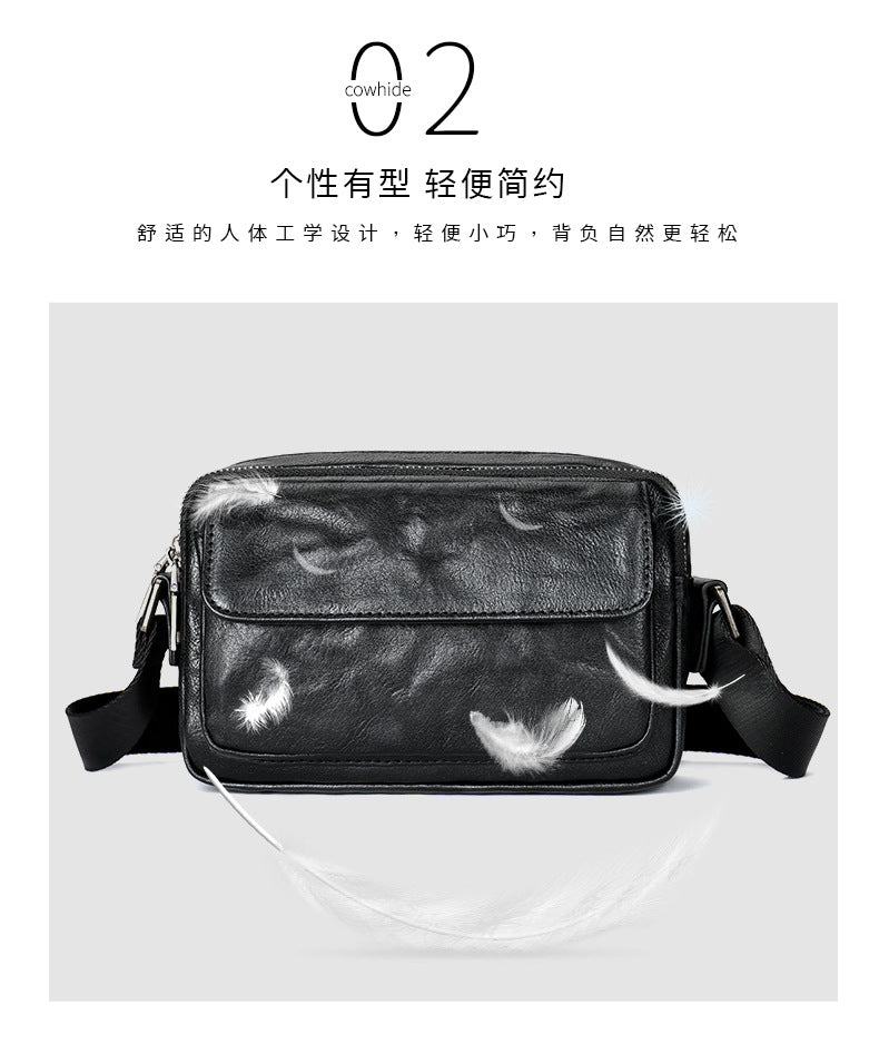 Men's Shoulder Bag Made of Genuine Cowhide Leather Casual Fashion Men's Crossbody Bag 