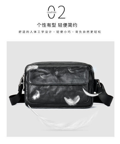 Men's Shoulder Bag Made of Genuine Cowhide Leather Casual Fashion Men's Crossbody Bag 