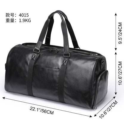 Men's travel bag Dry and wet separation cowhide genuine leather short distance business trip handbag handbag fitness travel bag large capacity men's luggage bag 