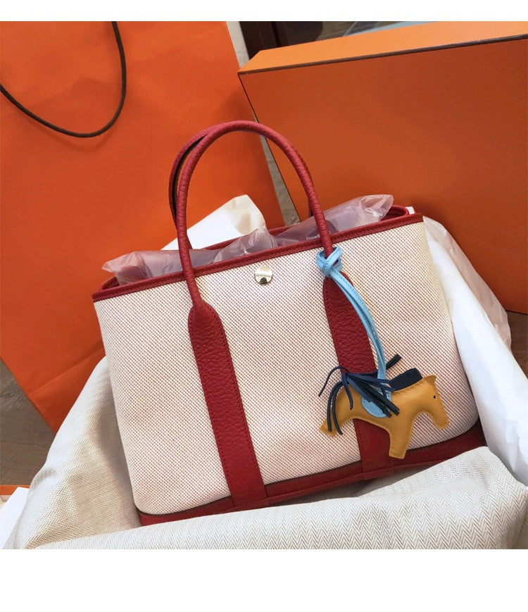 Ladies clashing color handbag large capacity canvas bag tote bag fashion