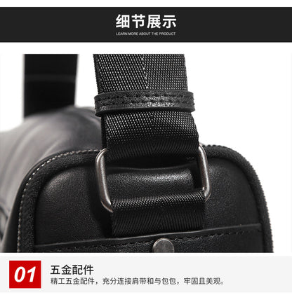 Men's shoulder bag Genuine cowhide leather cylindrical fashion casual large capacity crossbody bag for men 