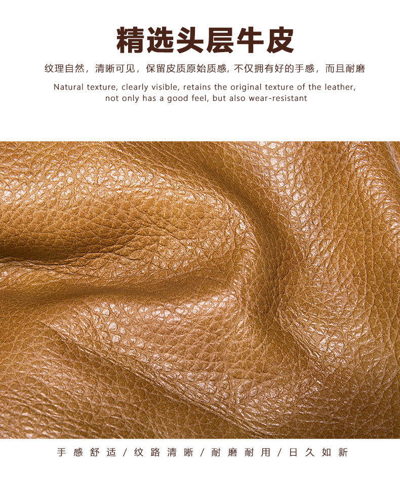 Men's shoulder bag Genuine cowhide leather business commuter lychee pattern crossbody bag for men 