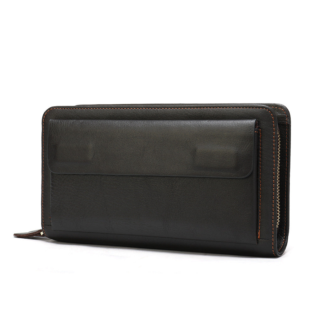 Men's Clutch Bag Genuine Cowhide Leather Wallet Card Holder Business Large Capacity Long Wallet Men's Handbag 