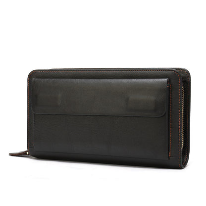 Men's Clutch Bag Genuine Cowhide Leather Wallet Card Holder Business Large Capacity Long Wallet Men's Handbag 