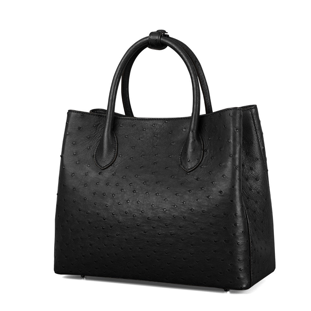 Ostrich leather women's bag genuine leather bag fashion trend large capacity leather tote bag