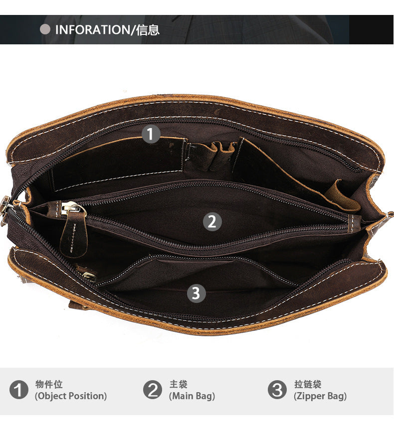 Men's Clutch Bag Cow Leather Crazy Horse Vintage Men's Handbag 