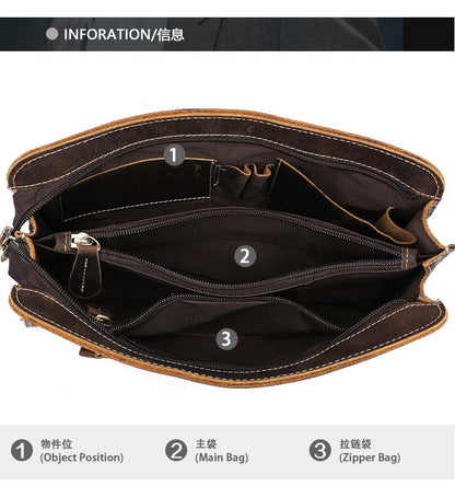 Men's Clutch Bag Cow Leather Crazy Horse Vintage Men's Handbag 