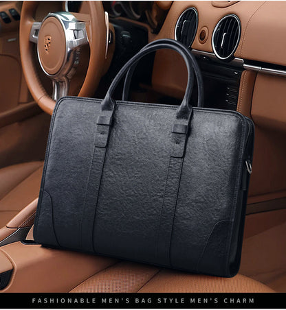 Men's handbag, genuine cowhide leather, handbag, crossbody bag, large capacity computer briefcase 