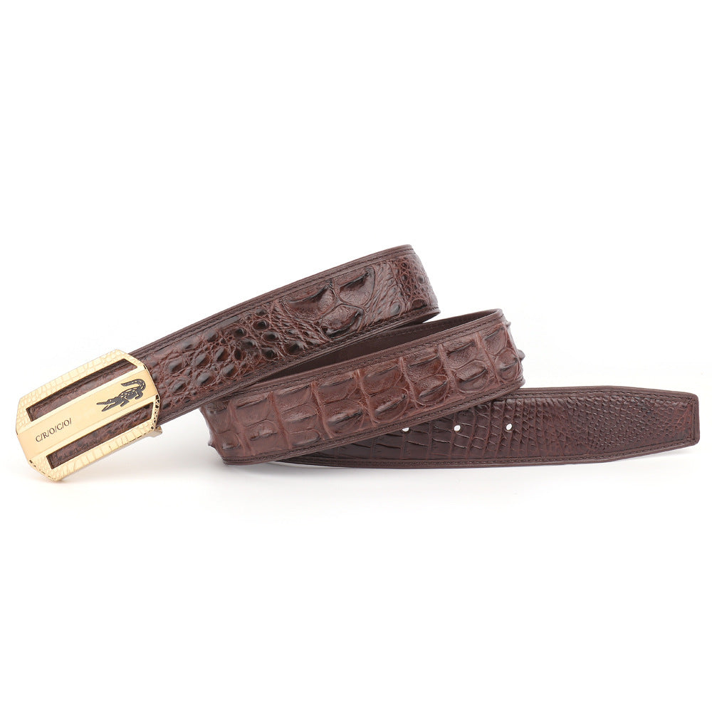 Men's Belt Siamese Crocodile Skin Genuine Leather Unjointed Casual Men's Belt 