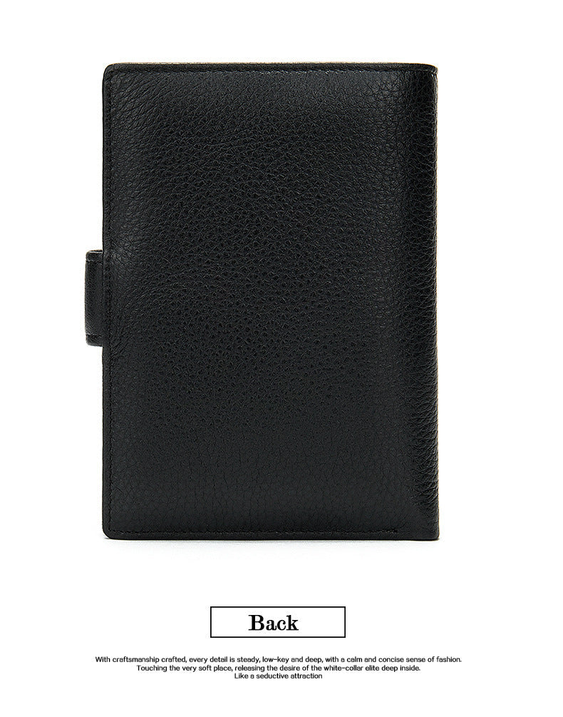 Men's wallet cowhide texture lychee pattern card holder business wallet for men 