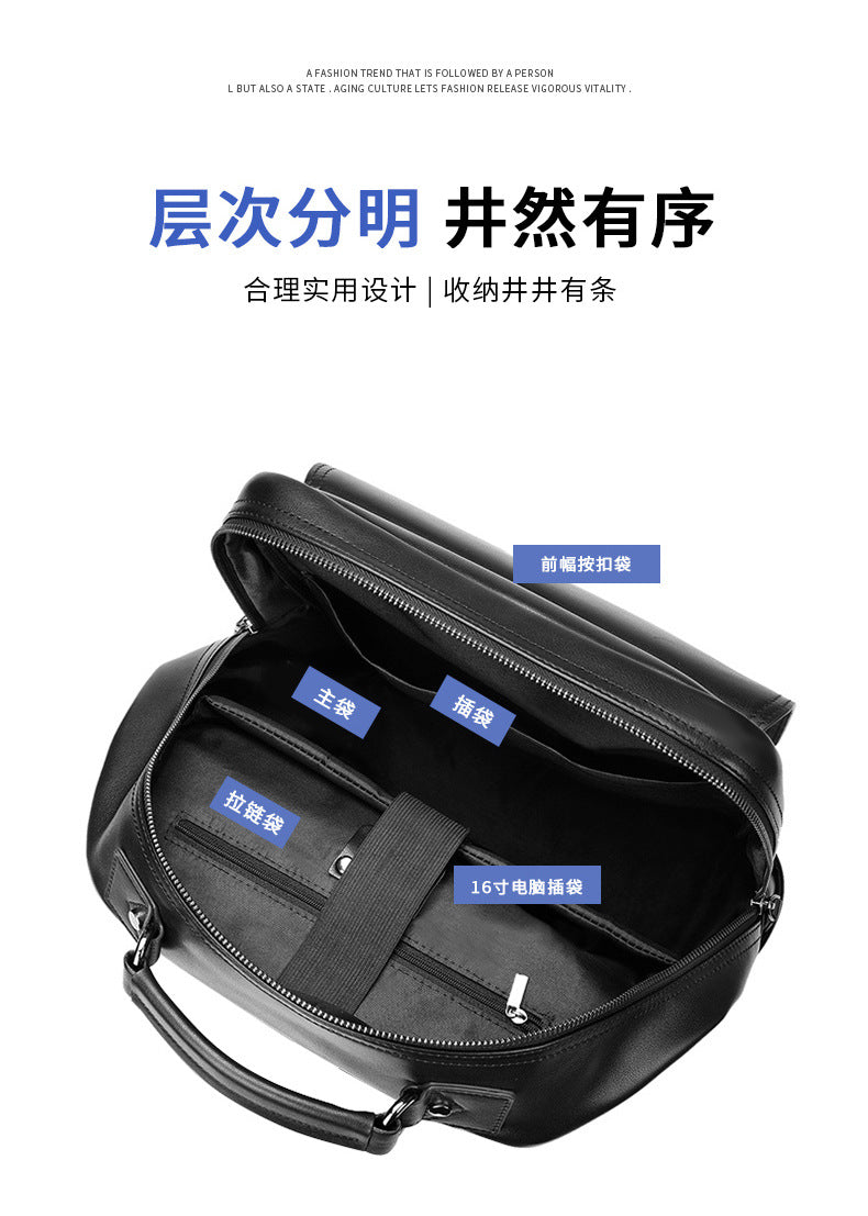 Men's backpack, genuine cowhide leather, casual business, travel fashion, waterproof, large capacity, double shoulder backpack 