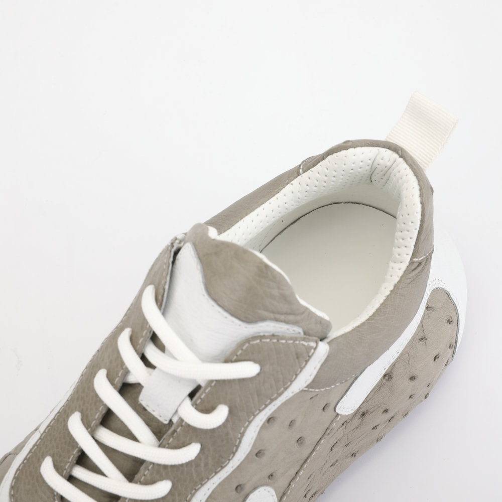 Men's Shoes Made of Ostrich Skin Genuine Leather Men's Shoes In-Heel Anti-Slip Fashion Casual Sneakers 