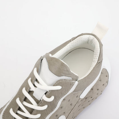 Men's Shoes Made of Ostrich Skin Genuine Leather Men's Shoes In-Heel Anti-Slip Fashion Casual Sneakers 