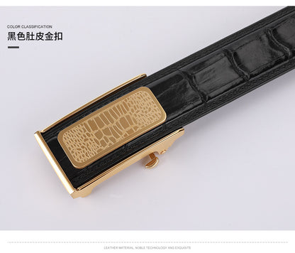 Siamese Crocodile Skin Men's Belt Automatic Buckle Business Casual Genuine Leather Belt 