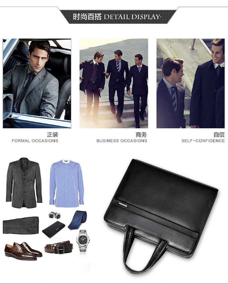 Men's handbag genuine cowhide leather computer bag business briefcase 