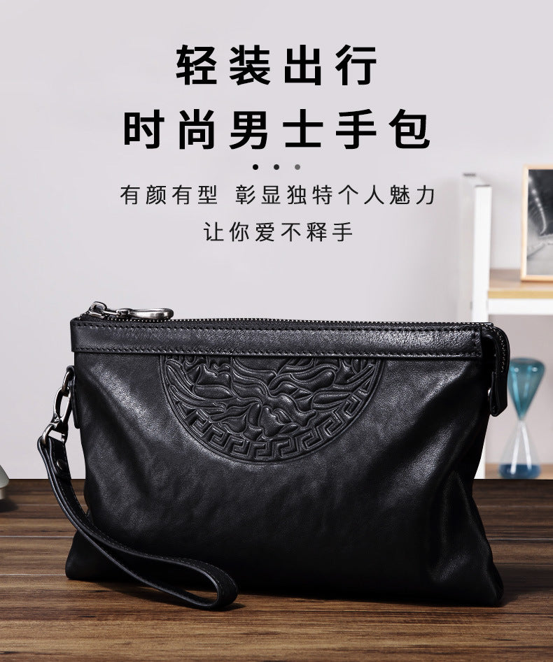 Men's Handbag Cow Leather Large Capacity Business Casual Fashion Men's Bag 