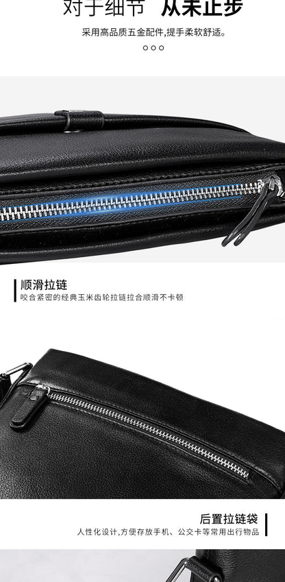 Men's Shoulder Bag Made of Genuine Cowhide Leather Large Capacity Casual Bag for Men 