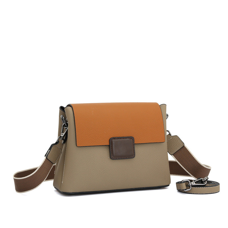 Genuine Leather Women's Bag Colorful Design Bucket Bag Luxury Large Capacity One Shoulder Crossbody Tote Bag