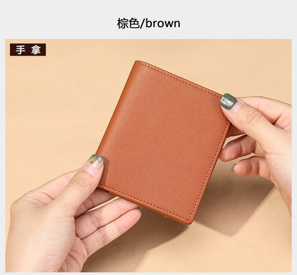 Men's short wallet genuine cowhide leather bi-fold retro card bag men's wallet 